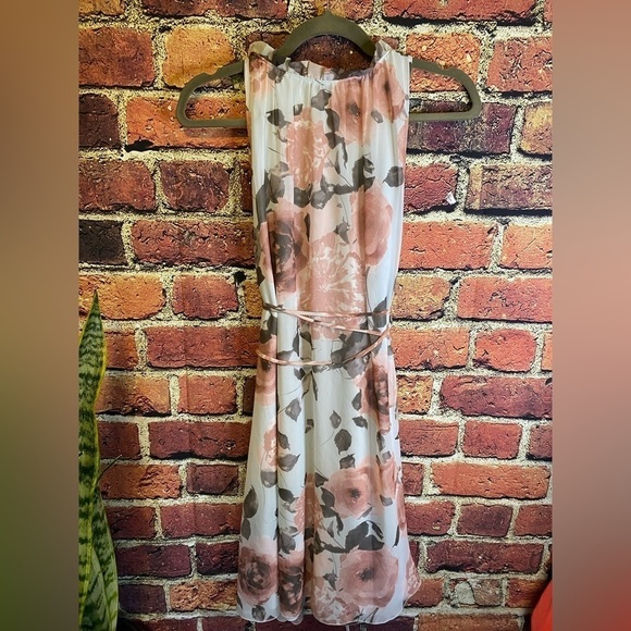 Pink Blush Light Blue Floral High Neck Maternity Dress Size L - Picture 4 of 10